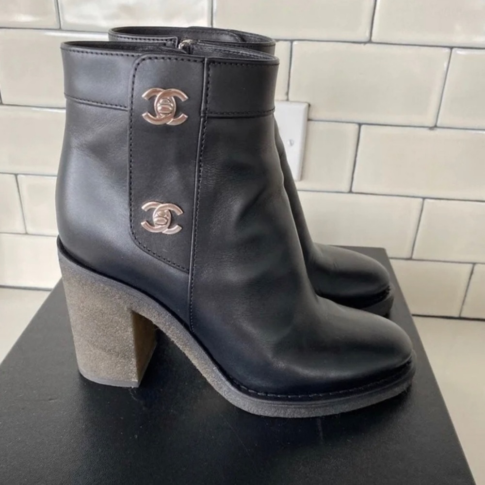 Chanel turn lock boots